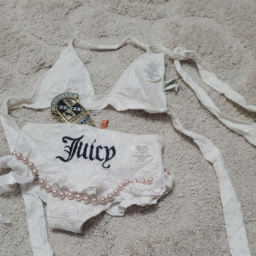 Juicy Couture White Eyelet Bralette and Panty Set